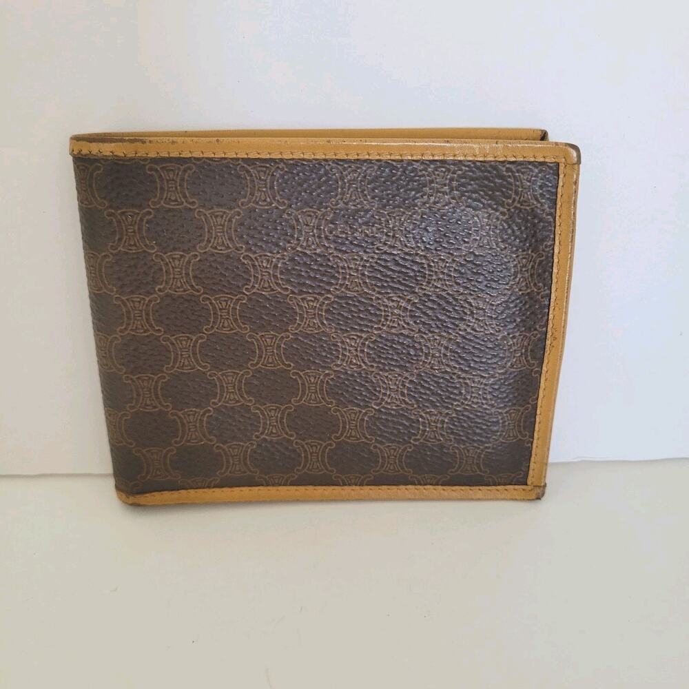 Celine Vintage Bifold Leather Beige Tan Wallet Medium Folding Card Bill Holder